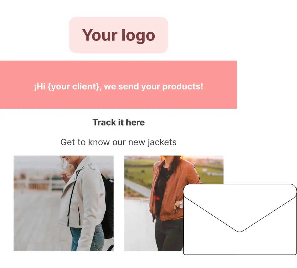 समान उत्पाद दिखाने वाले शिपमेंट के बारे में सूचित करने वाले वैयक्तिकृत ईमेल का उदाहरण
