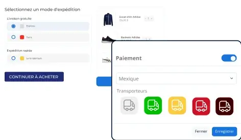 Options de livraison au moment du paiement
