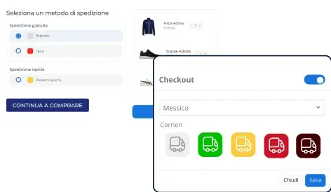 Opzioni di spedizione nel checkout