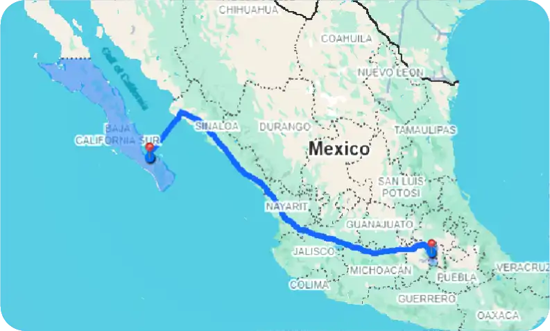 Ruta de Cuatitlán a Baja California Sur