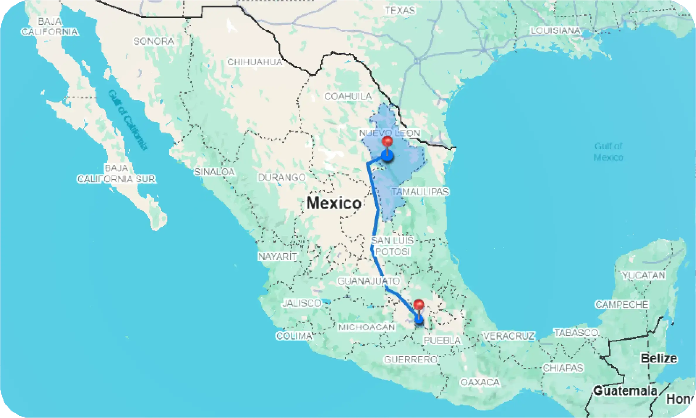 Ruta de México a CDMX