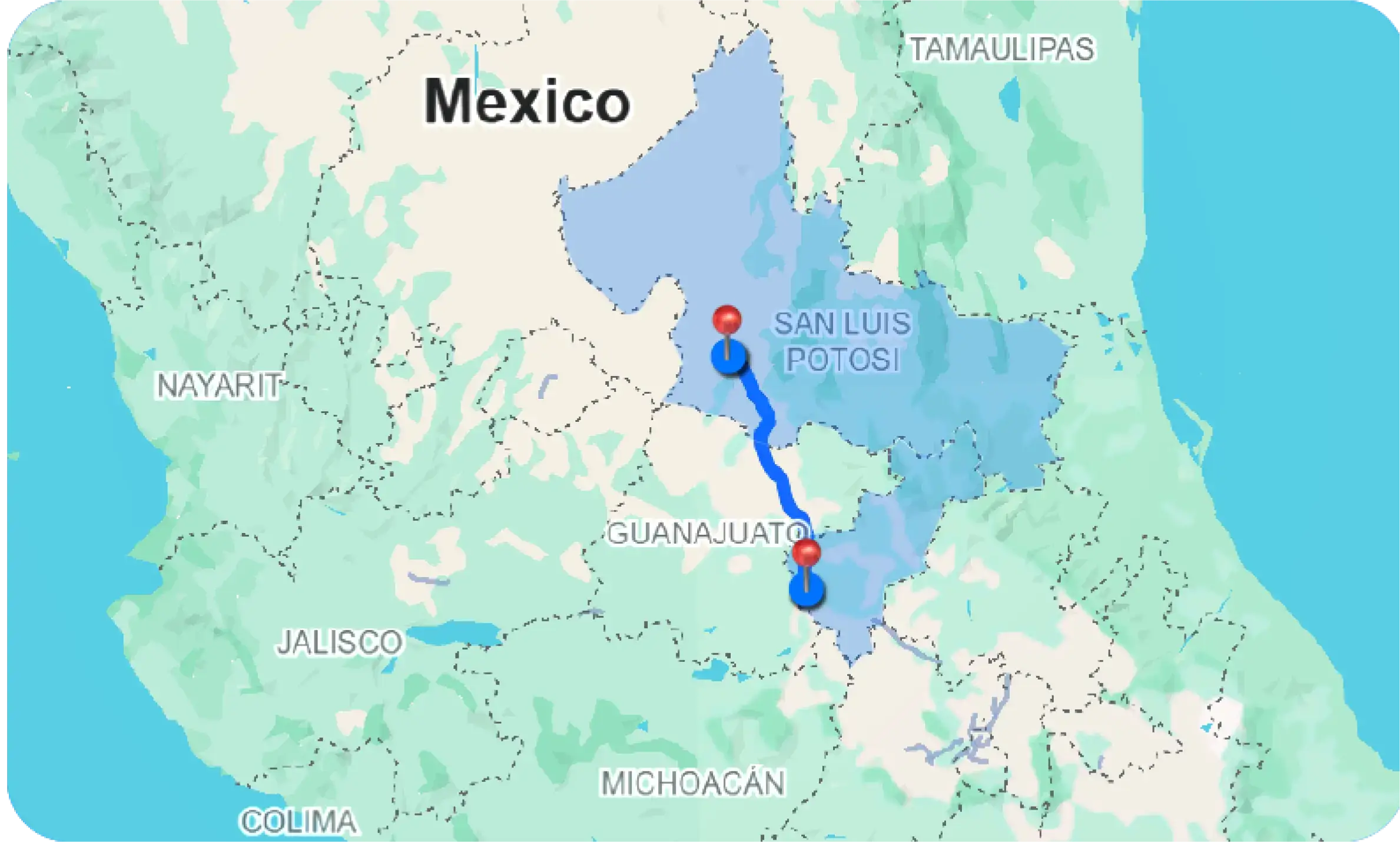 Ruta de San Luis Potosí a Querétaro