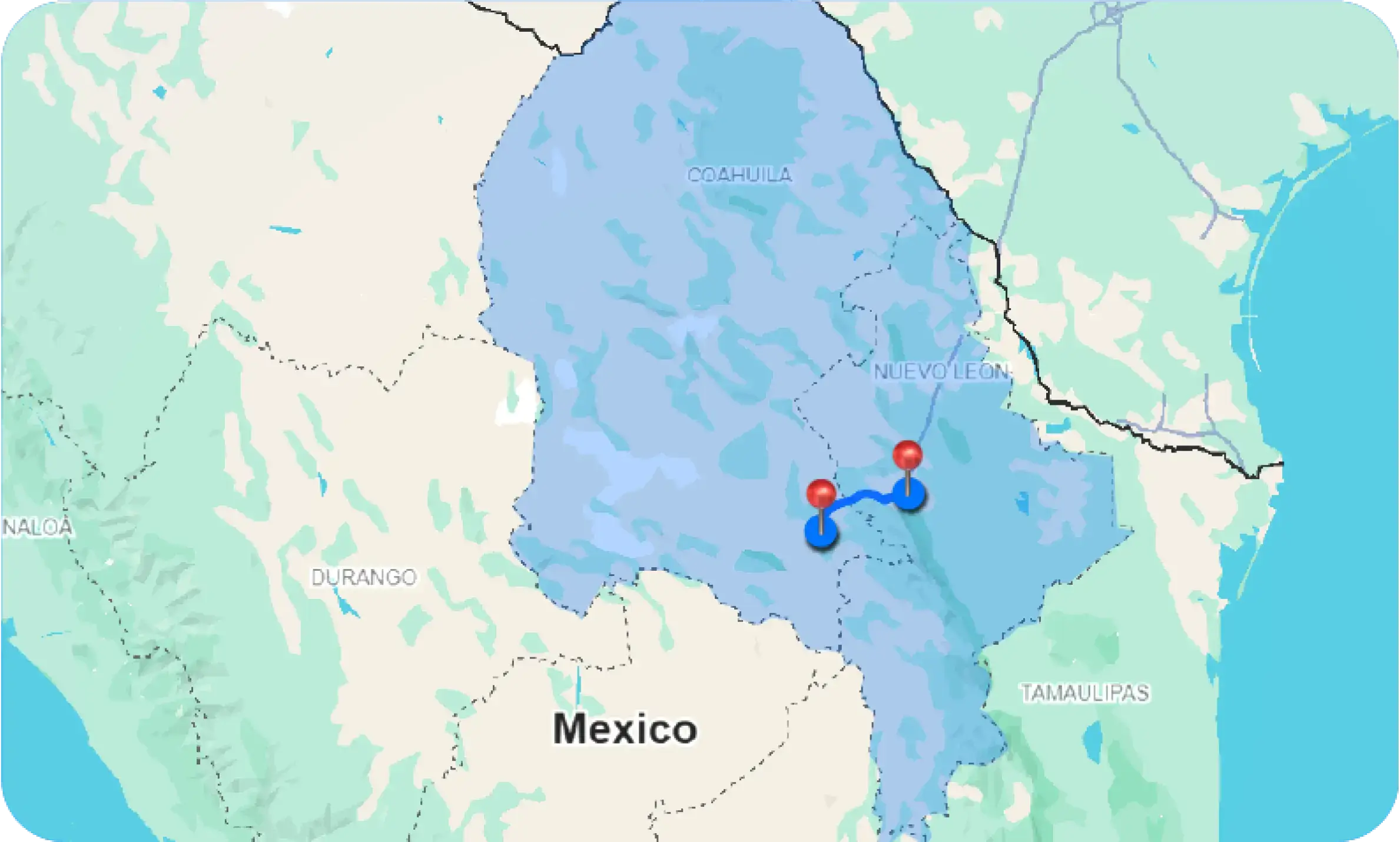 Ruta de Saltillo a Monterrey